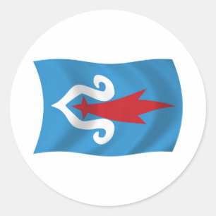 Redondo Adesivo da Bandeira do Povo Ainu