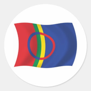 Redondo Adesivo da Bandeira do Povo Sami