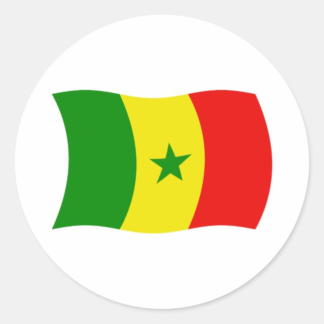 Redondo Adesivo da Bandeira do Senegal (Frente)