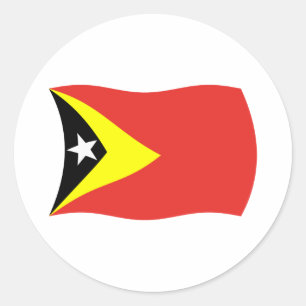Redondo Adesivo da Bandeira do Timor-Leste
