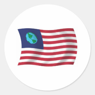 Redondo Adesivo da bandeira dos Estados Unidos da Terra
