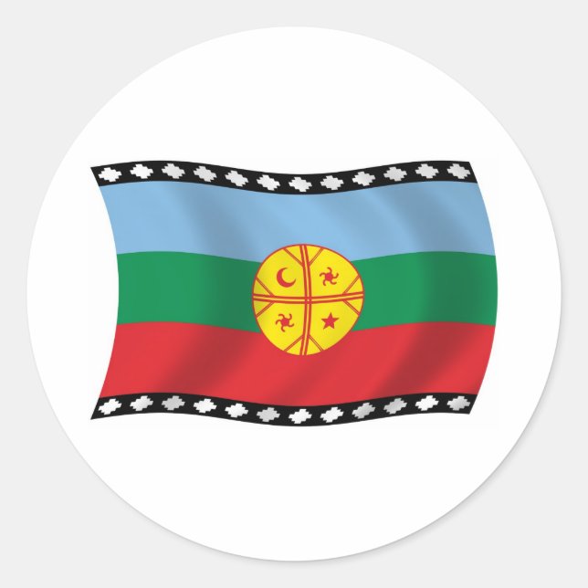 Redondo Adesivo da Bandeira Mapuche (Frente)