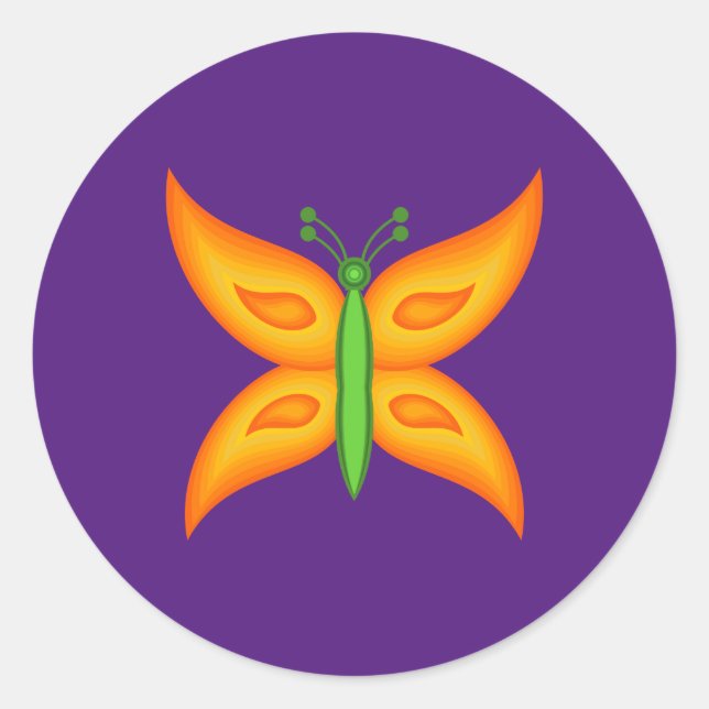 Redondo Adesivo da borboleta de alienígena (Frente)