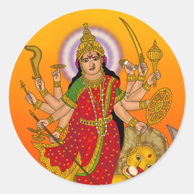 Redondo Adesivo da Deusa Durga (Frente)