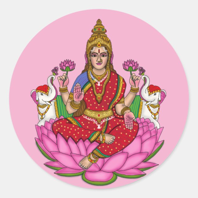 Redondo Adesivo da Deusa Lakshmi (Frente)