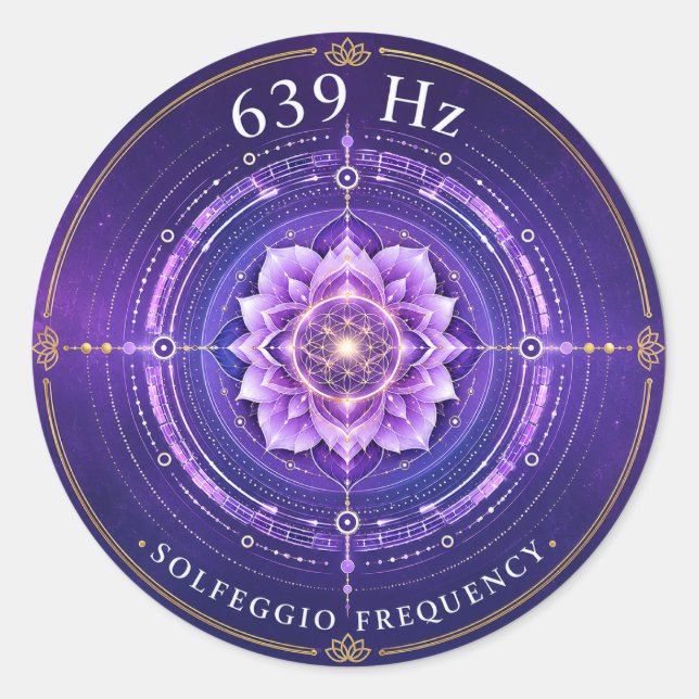 Redondo Adesivo da Frequência Solfeggio 639 Hz (Frente)