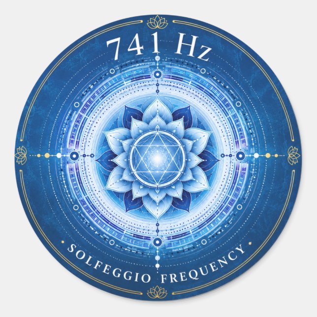 Redondo Adesivo da Frequência Solfejo 741 Hz (Frente)