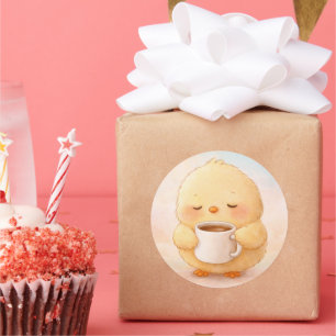 Redondo Adesivo da Menina do Café Fofa   Kawaii Alma Frang