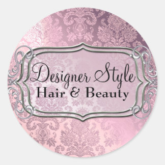 Redondo Adesivo Damask com Brilho Rosa