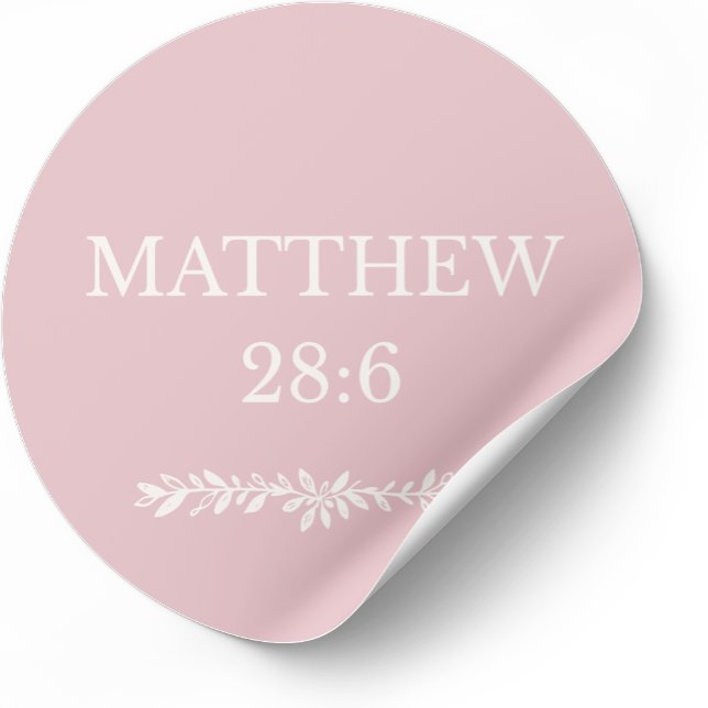 Redondo Adesivo das Escrituras de Mateus 28:6 – Notícias d (Criador carregado)