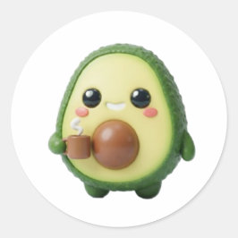 Redondo Adesivo de Abacate Kawaii 3D Fofo