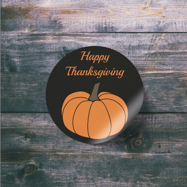 Redondo Adesivo de Abóbora de Ação de Graças Feliz (Happy Thanksgiving Pumpkin Sticker)