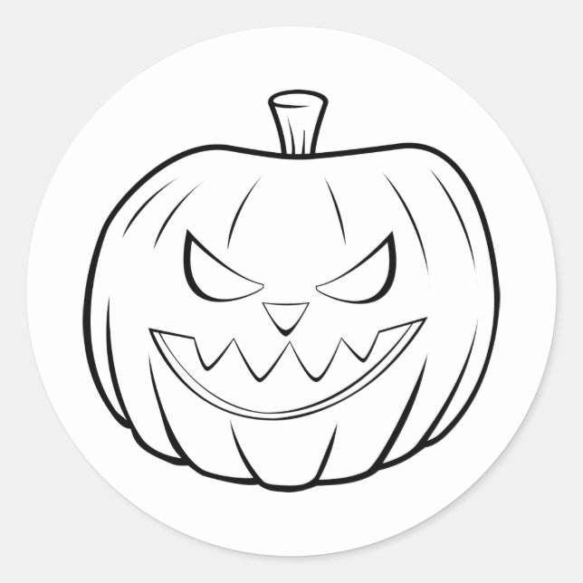 Redondo Adesivo de Abóbora de Halloween (Frente)