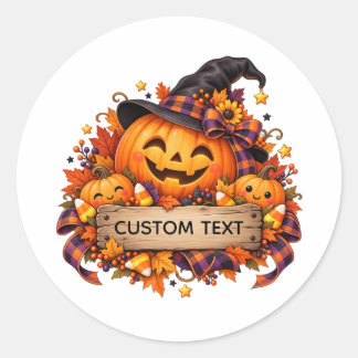 Redondo Adesivo de Abóbora de Halloween Personalizado