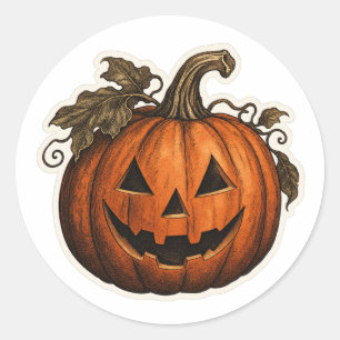 Redondo Adesivo de Abóbora de Halloween Vintage Jack O Lan