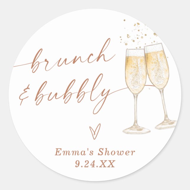 Redondo Adesivo de Agradecimento Boho | Brunch & Bubbly (Frente)