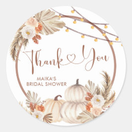 Redondo Adesivo de agradecimento Boho Rústico Abóbora Outo
