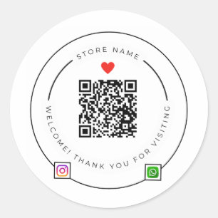 Redondo Adesivo de Agradecimento com Código QR Personaliza