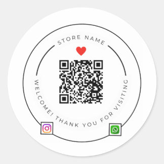 Redondo Adesivo de Agradecimento com Código QR Personaliza