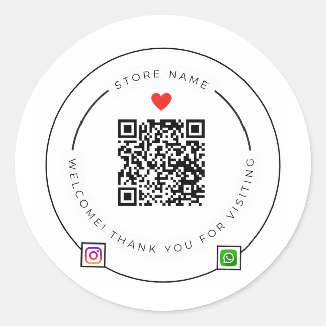 Redondo Adesivo de Agradecimento com Código QR Personaliza (Frente)
