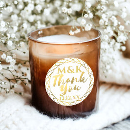 Redondo Adesivo de Agradecimento com Monograma Dourado par