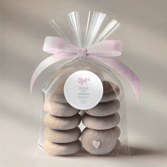 Redondo Adesivo de Agradecimento de Batismo Menina – Laço  (Criador carregado)