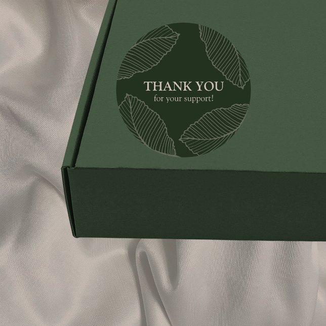 Redondo Adesivo de Agradecimento de Padrão de Folha Modern (Criador carregado)