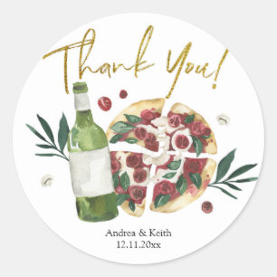 Redondo Adesivo de Agradecimento de Pizza e Cerveja O Par 