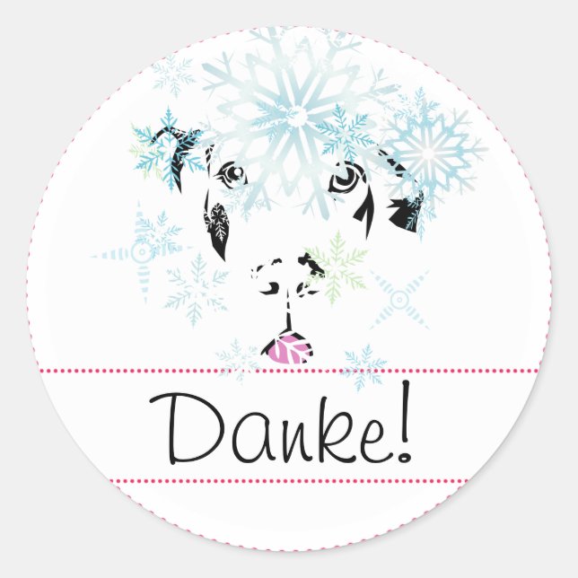 Redondo Adesivo de agradecimento Dogge (Frente)
