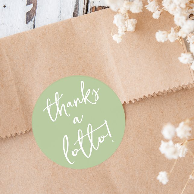 Redondo Adesivo de agradecimento em verde sage (Criador carregado)