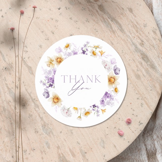 Redondo Adesivo de Agradecimento Floral Elegante (Criador carregado)