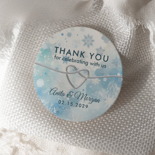 Redondo Adesivo de Agradecimento para Casamento Winter Won