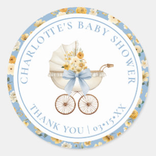 Redondo Adesivo de Agradecimento para Chá de Bebê Carruage