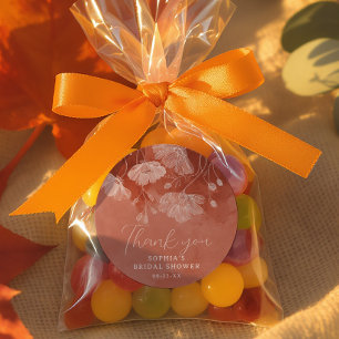 Redondo Adesivo de Agradecimento para Chá de Noiva com Flo