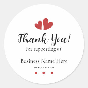 Redondo Adesivo de agradecimento por nos apoiar