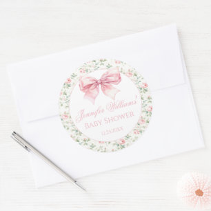 Redondo Adesivo de agradecimento shabby chic rosa para chá
