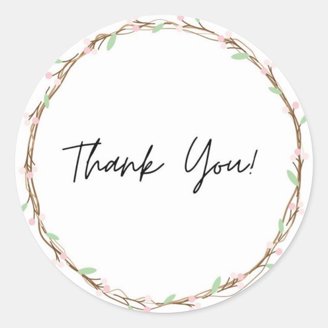 Redondo Adesivo de agradecimento tema flor (Frente)