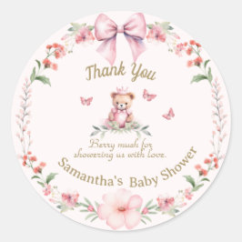 Redondo Adesivo de Agradecimento Urso de Pelúcia Floral Ro
