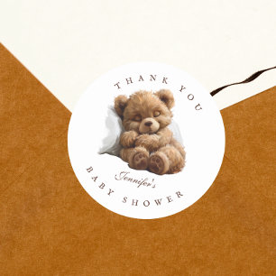Redondo Adesivo de Agradecimento Urso Teddy Aquarela