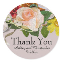Adesivo de Agradecimento Vintage Floral Casamento