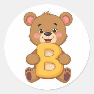 Redondo Adesivo de Alfabeto – B com Urso