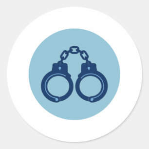 Redondo Adesivo de Algemas da Polícia Linha Azul Fina