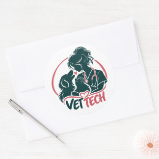Redondo Adesivo de Amor de Técnico de Veterinária