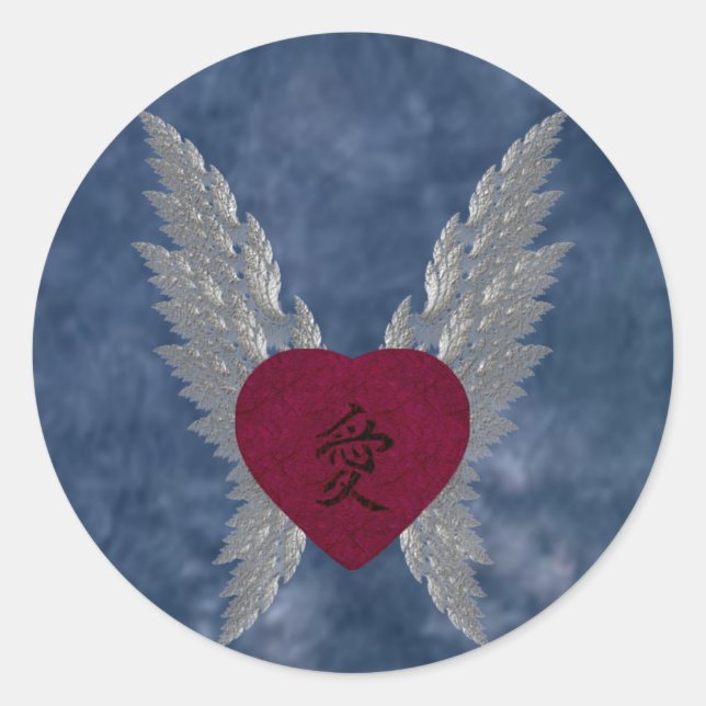 Redondo Adesivo de amor japonês (Frente)
