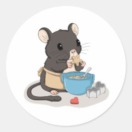 Redondo Adesivo de Animal Fofo Rato Assando Biscoitos Kawa