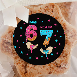 Redondo Adesivo de Aniversário 6 7 Tendência de Meme Six S