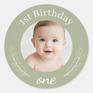Redondo Adesivo de Aniversário com Foto Personalizada - Fe