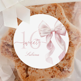 Redondo Adesivo de Aniversário de 16 Anos Doce Arco Rosa
