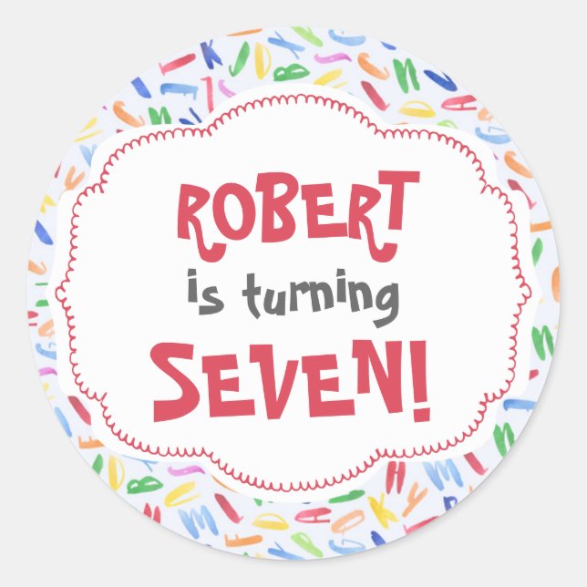 Redondo Adesivo de aniversário de criança personalizado do (Frente)