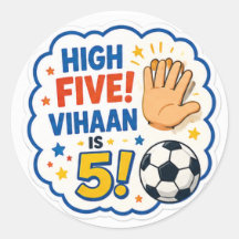 Adesivo de Aniversário de Futebol 'High Five! Viha